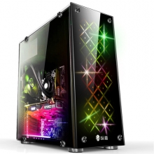 玩嘉硅元素机箱 台式机电脑水冷机箱 DIY透明玻璃ATX大板游戏机箱