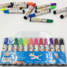 儿童水彩笔 图画画笔无毒涂鸦笔12色文具画具袋装 两元店货源批发