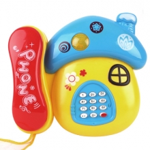 2844儿童益智早教玩具电话婴幼儿启蒙卡通蘑菇音乐电话机地摊批发