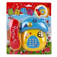2844儿童益智早教玩具电话婴幼儿启蒙卡通蘑菇音乐电话机地摊批发